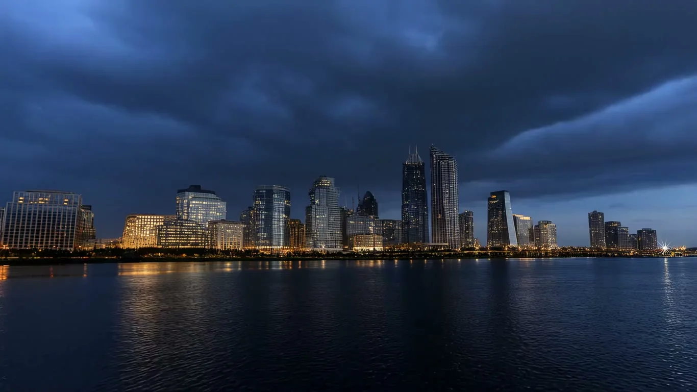 Lightning over a City Skyline