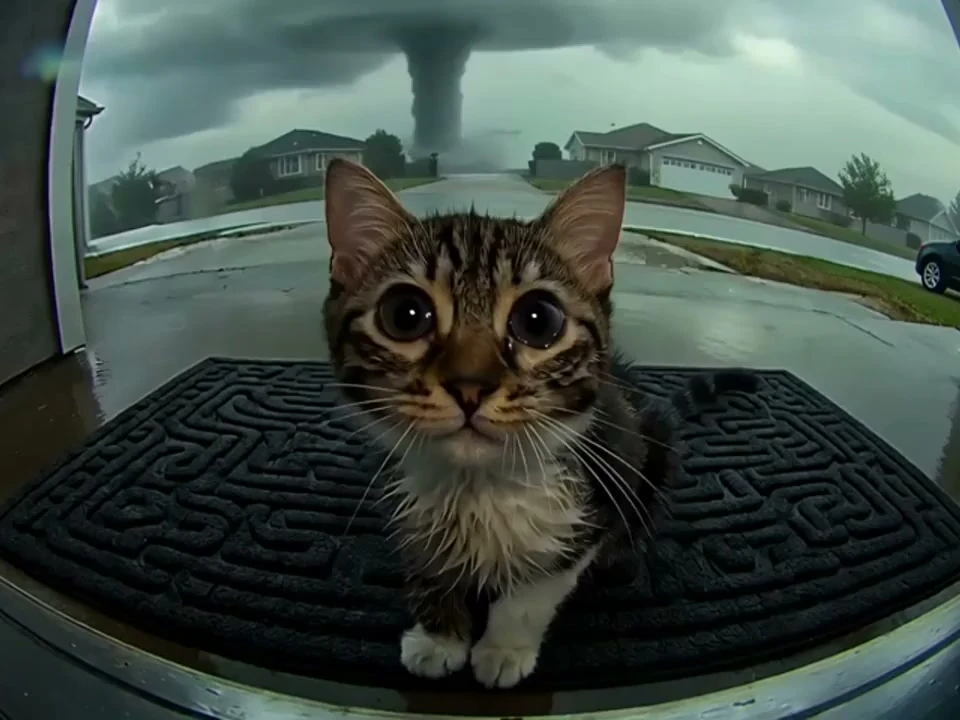 Kitten on the Porch, Storm Behind